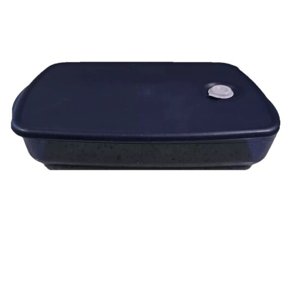 Tupperware Vent 'N Serve 6 Cup Rectangle Blue Shallow Casserole Container Clean - Picture 1 of 5
